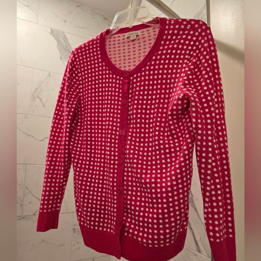 Verona pink polka dot cardigan